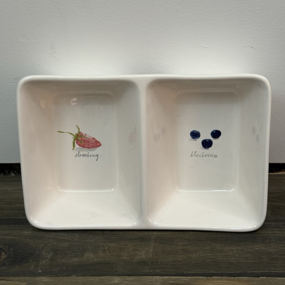 Rae‎ Dunn Artisan Collection By Magenta Strawberry Blueberries Divided Dish